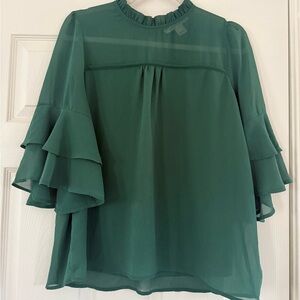 Monteau Teal Layered Sleeve Blouse